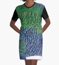 Green/Blue Fish Graphic T-Shirt Dress