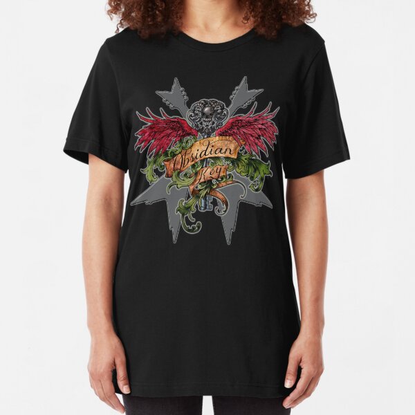 Obsidian Key - Winged Key, Skull and V shaped guitars - Progressive Rock Metal Music Slim Fit T-Shirt