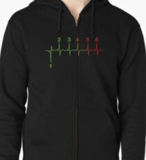 Motorcycle Heartbeat Gear Shift RPM EKG Zipped Hoodie