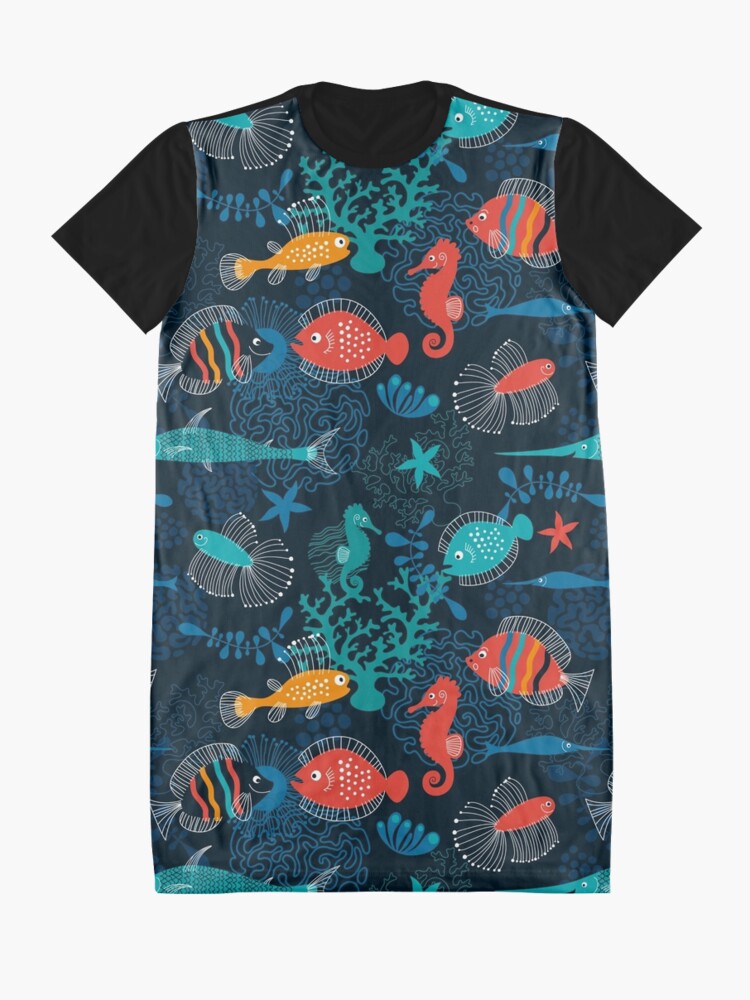 Alternate view of Tropical Fish Under the Sea Graphic T-Shirt Dress