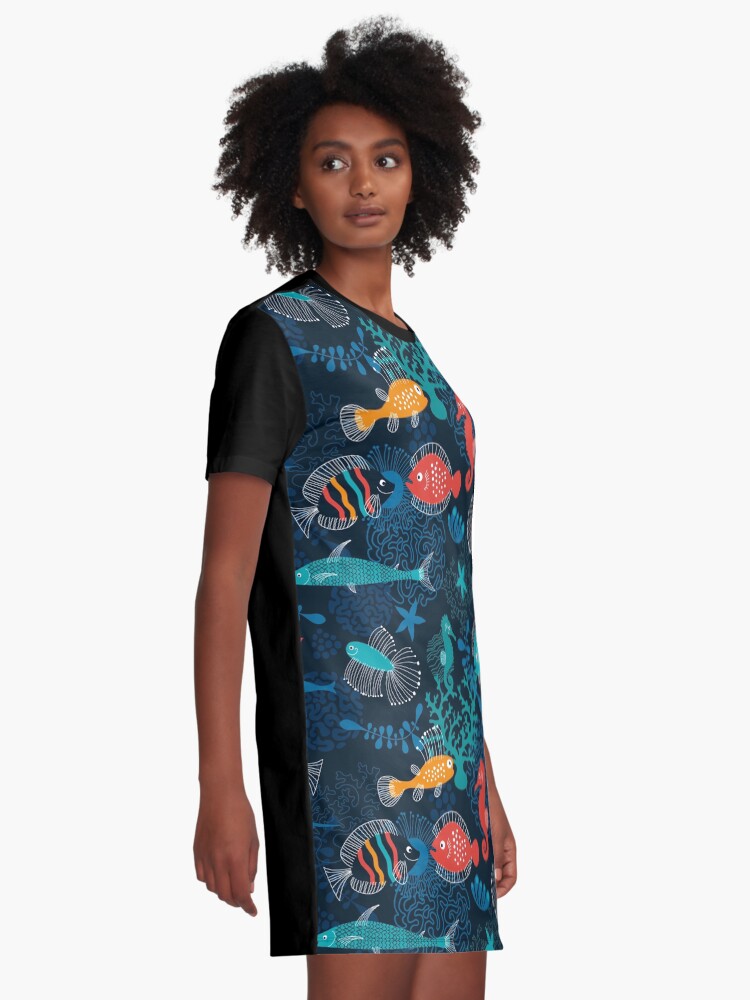 Alternate view of Tropical Fish Under the Sea Graphic T-Shirt Dress