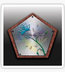 A Floral Wooden Shield Sticker