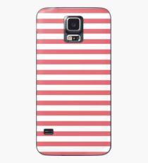 Nautical Coral Red and White Horizontal Stripe Case/Skin for Samsung Galaxy