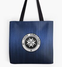 St. John logo on a Blue Box Tote Bag