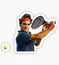 Roger Federer in action Sticker