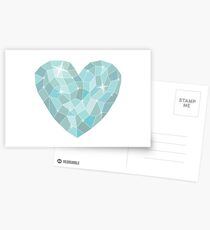 Frozen heart in Abstract triangles - polygons style Postcards