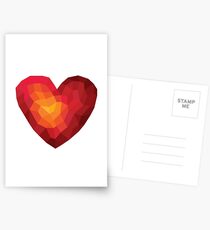 Fiery heart in abstract triangles - polygons style Postcards