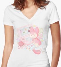 Pastel Skitty Women's Fitted V-Neck T-Shirt
