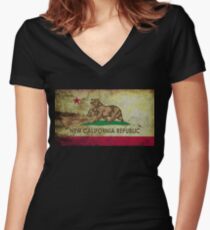 Camiseta entallada de cuello en V Nueva república de california grunge