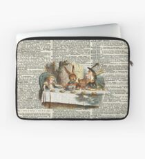 Alice in Wonderland,Tea Time Vintage Illustration,Dictionary Art Laptop Sleeve