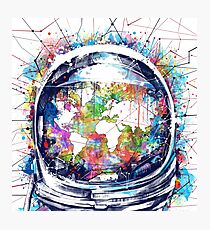 Astronautenweltkarte 3 Fotodruck