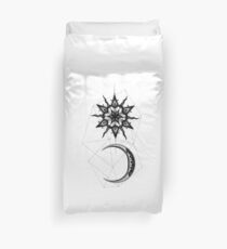Dotwork Sonne und Mond Weiß Bettbezug