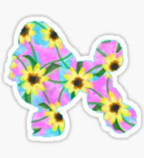 Poodle Watercolor Sunflowers Sticker