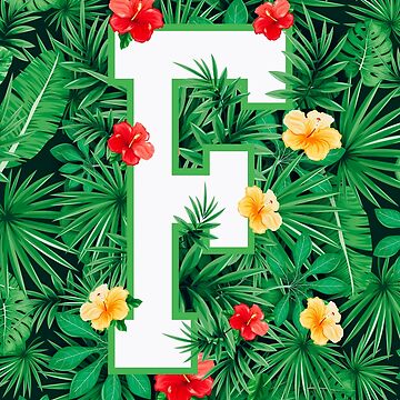 Floral monogram letter F. Initial alphabet with botanical elements