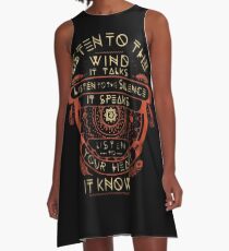 Vestido acampanado NATIVO AMERICANO ESCUCHA EL VIENTO QUE HABLA ESCUCHA EL SILENCIO HABLA ESCUCHA TU CORAZÓN SABE