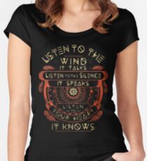 NATIVE AMERICAN LISTEN TO THE WIND IT TALKS LISTEN TO THE SILENCE IT SPEAKS LISTEN YOUR HEART IT KNOWS Women's Fitted Scoop T-Shirt