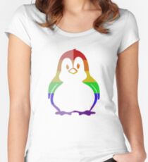 Love U Tees Funny Rainbow Animals Penguin, Bird LGBT Pride Week Swag, Unique Rainbow Gifts Women's Fitted Scoop T-Shirt