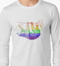 Love U Tees Funny Rainbow Animals Sloth LGBT Pride Week Swag, Unique Rainbow Gifts Long Sleeve T-Shirt