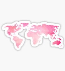 Rosa Aquarell Weltkarte Sticker