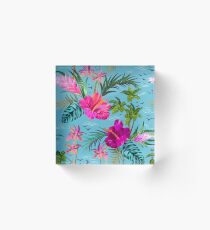 Hello Hawaii, a stylish retro aloha pattern. Acrylic Block