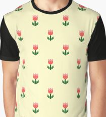 Red And Green Spring Tulip Flowers Graphic T-Shirt