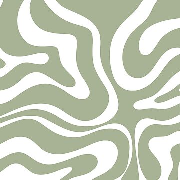 Aesthetic 70S Abstract Wavy Swirl Shower Curtain, Cute Sage Green