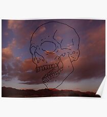 skull w/ some clouds behind Poster