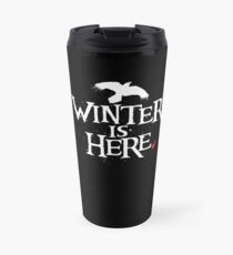 Winter is Here - Small Raven on Black Travel Mug