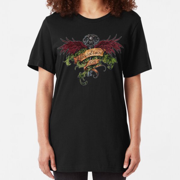 Obsidian Key - Wings, Skull and the Key - Progressive Rock Metal Music - (Clear) Hand Drawn Slim Fit T-Shirt