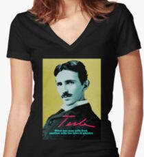Nikola Tesla Women's Fitted V-Neck T-Shirt