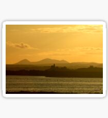 Twilight over Derryveagh mountains - with O'Doherty Castle from Inch Level Sticker