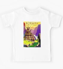 "NORWAY" Land of Midnight Sun Advertising Print Kids Tee