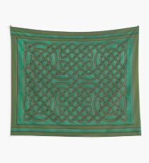 Celtic Knotwork on Green Texture Wall Tapestry