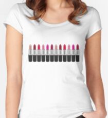 Lippenstift-Junkie! Tailliertes Rundhals-Shirt