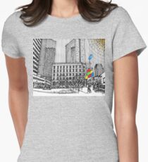 Sunny Day Cityscape Streetscape Women's Fitted T-Shirt