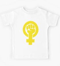 Gelbe feministische Faust Kinder T-Shirt