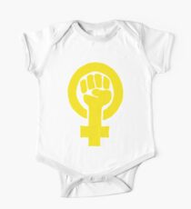 Yellow Feminist Fist One Piece - Short Sleeve
