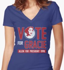 Gracie Allen for President (see artist note) Women's Fitted V-Neck T-Shirt