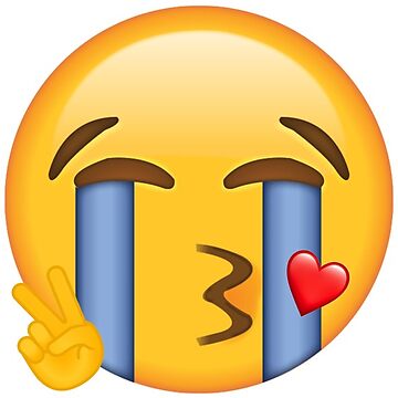 Llorando signo de la paz beso cara emoji Pegatina