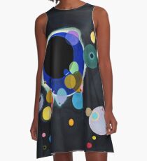 Abstract Kandinsky Painting black and blue A-Line Dress