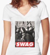 SWAGLOCK Women's Fitted V-Neck T-Shirt