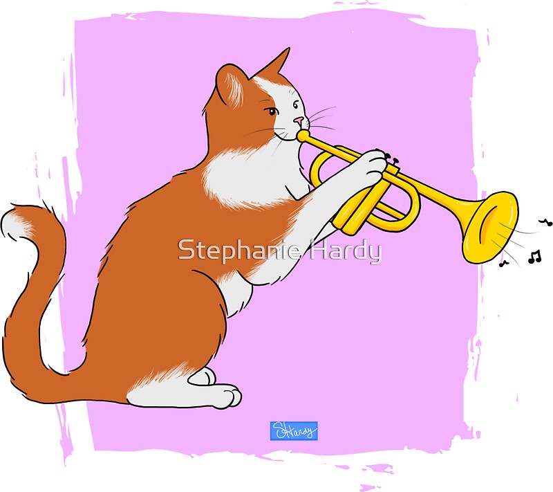 "Trumpet Cat" Stickers by Stephanie Hardy Redbubble