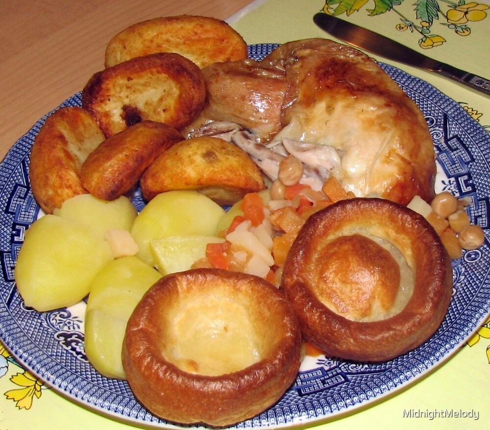 "Roast Chicken Dinner with Yorkshire Puddings" by MidnightMelody