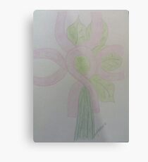 Pink Ribbon Flower Metal Print