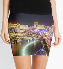 Nighttime Panorama of the Strip, Las Vegas, Nevada USA Mini Skirt