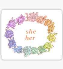 She/ Her pronouns with flowers Sticker