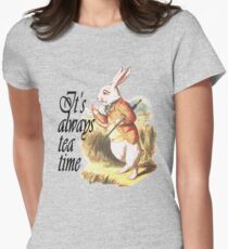 White Rabbit Alice in Wonderland Vintage Art Women's Fitted T-Shirt