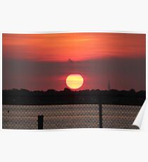 Island Park Big Sun Ball Sunset Poster