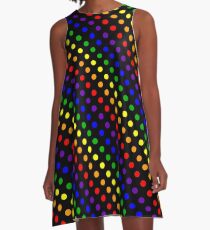 Rainbow Dots (Black) A-Line Dress