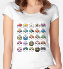 Pokemon Pokeball White Women's Fitted Scoop T-Shirt